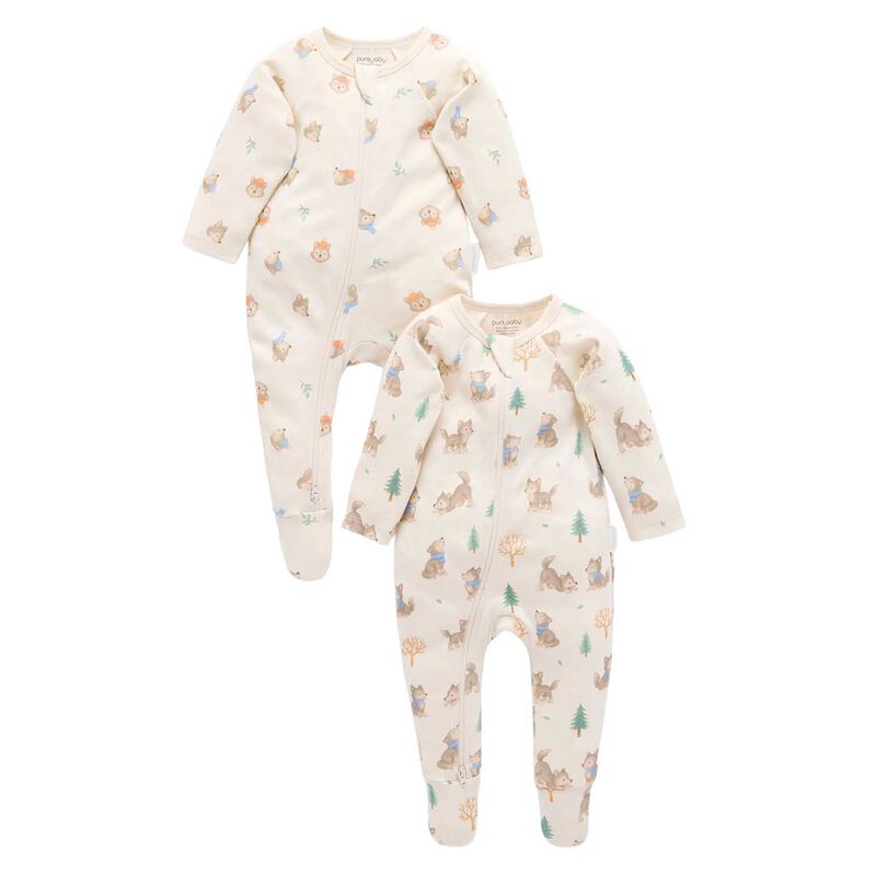 Purebaby Printed Zip Growsuit Pack image number 4